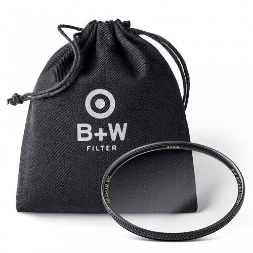 B+W filter in fabric pouch with lens filter showing textured edge