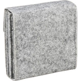 Husă pentru 3 filtre, material textil gri, vedere laterală cu margini cusute