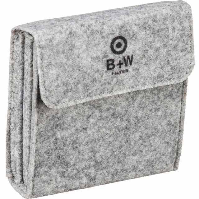 Husă gri din material textil pentru 3 filtre, cu logo B+W pe față