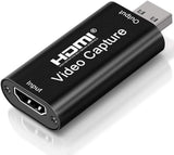 Black HDMI to USB 3.0 video capture device with USB connector and HDMI input port