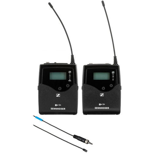 Două receptoare wireless cu antene și două microfoane tip lavalieră, cabluri incluse