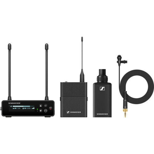 Set microfon wireless pentru cameră: receptor negru cu 2 antene și cablu spiral