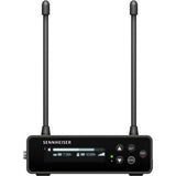 Receptor microfon wireless negru cu ecran și 2 antene verticale