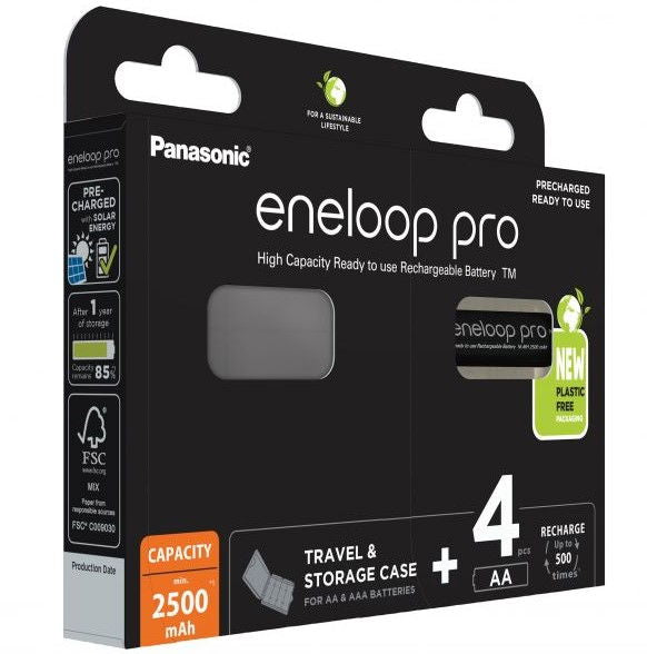 Set 4 Acumulatori AA Eneloop Pro 2500MAh 1,2V Ni-MH + Case - View 1