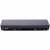 Wireless receiver unit front panel with LED channel display and controls