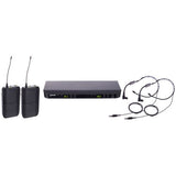 Wireless headset microphone combo: receiver unit, 2 bodypack transmitters, headset mic set