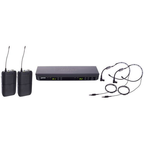 Wireless headset microphone combo: receiver unit, 2 bodypack transmitters, headset mic set