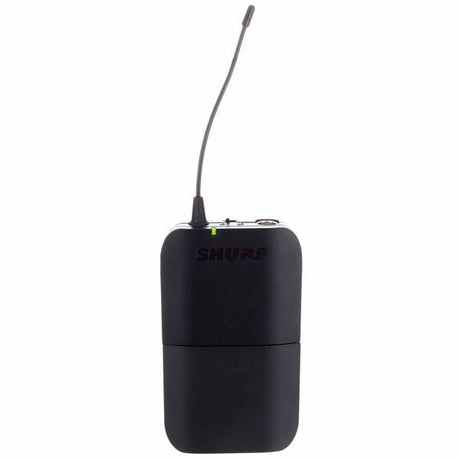 Wireless bodypack transmitter with antenna and top controls
