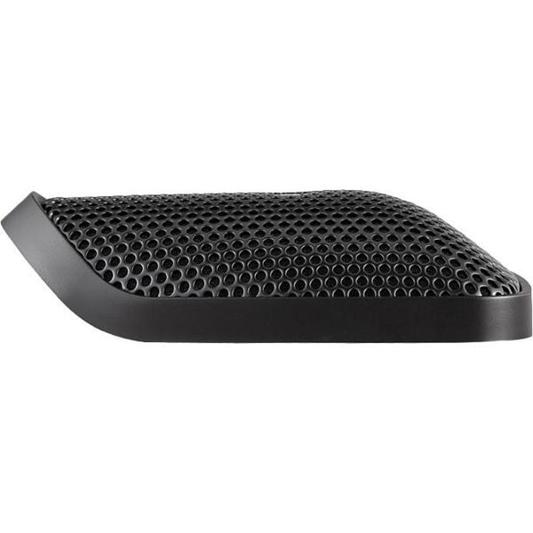 Low-profile conference microphone with perforated mesh grille, side view