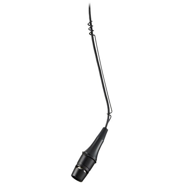 Microfon suspendat de scenă negru, capăt inferior cu conector și cablu