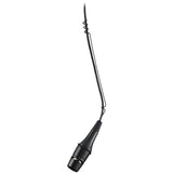 Microfon suspendat de scenă negru, capăt inferior cu conector și cablu