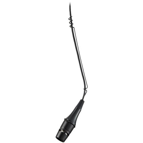 Microfon suspendat de scenă negru, capăt inferior cu conector și cablu
