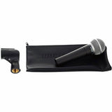 Cardioid dynamic microphone with black pouch and gold connector end