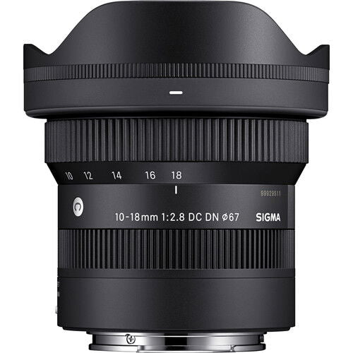 10-18mm f/2.8 DC DN lens for Sony E, front barrel with focal length markings