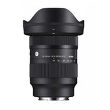 Black Sigma 16-28mm camera lens with ridged zoom barrel and front glass element