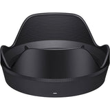 Lens hood close-up with ridged grip edge, black finish