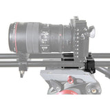 Baseplate with 15mm LWS clamp mounted on camera rails
