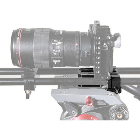 Baseplate with 15mm LWS clamp mounted on camera rails