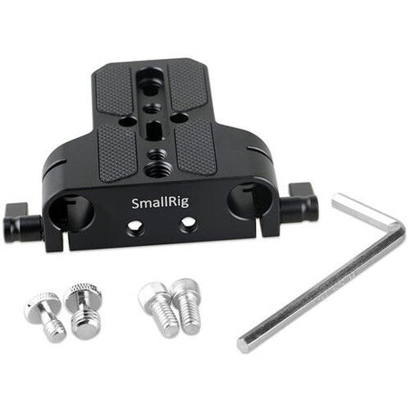 Baseplate with 15mm LWS clamp, top with threaded holes; includes screws and wrench