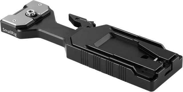 Black QR tripod plate with quick-release clamp and mounting base