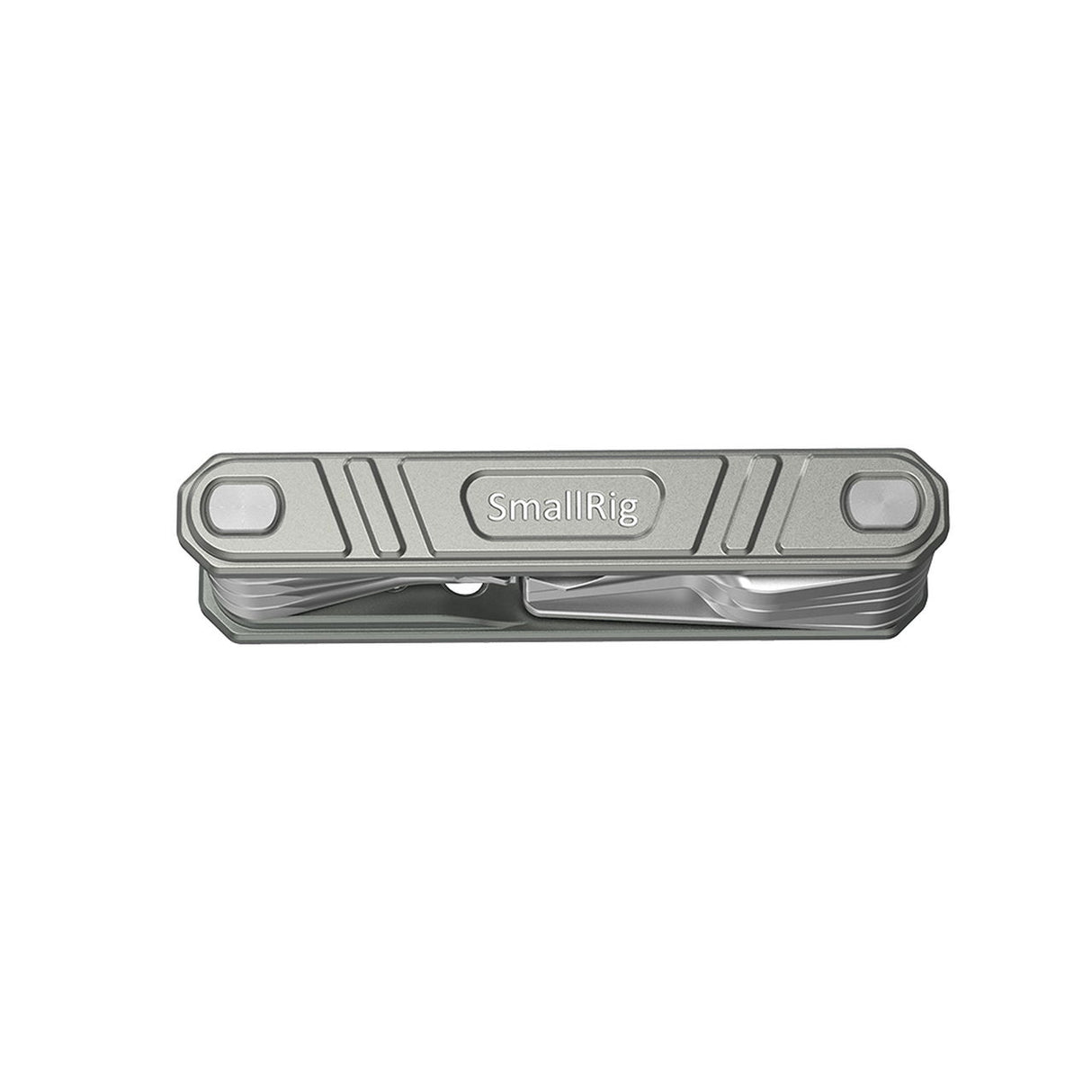 Metal foldable screwdriver tool with recessed bit slots and two end screwdrivers