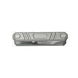 Metal foldable screwdriver tool with recessed bit slots and two end screwdrivers
