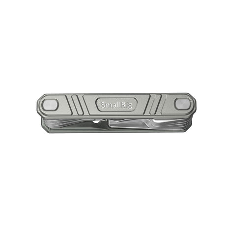 Metal foldable screwdriver tool with recessed bit slots and two end screwdrivers