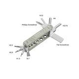Multi-bit screwdriver set with Phillips and flat tips, adjustable wrench-style tool