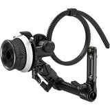 Follow focus with control knob, gear ring, and matte black mounting bracket