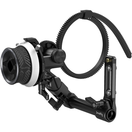 Follow focus with control knob, gear ring, and matte black mounting bracket