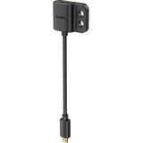 Black HDMI adapter with two mounting holes and embedded HDMI connector