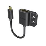 Ultra-slim HDMI adapter, black body with HDMI port and short cable