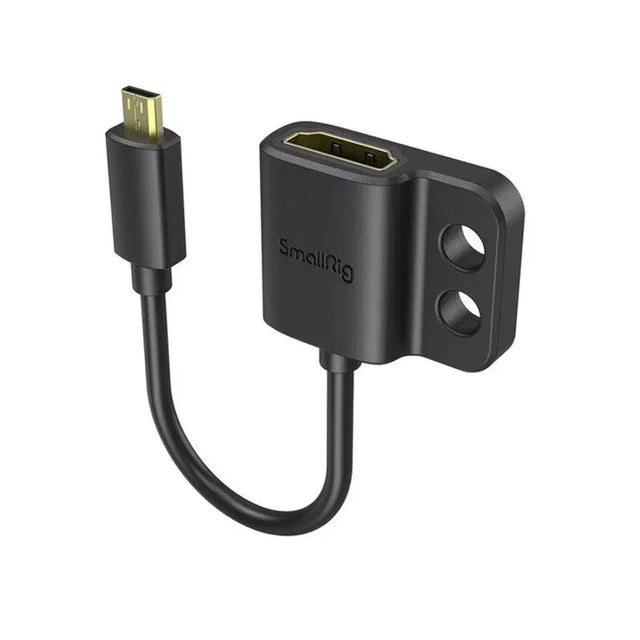 Ultra-slim HDMI adapter, black body with HDMI port and short cable