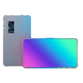 Compact RGB LED video light with touchscreen control panel and diffusion cover