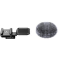 Cold shoe adapter with compact furry windshield microphone cover, black mount piece