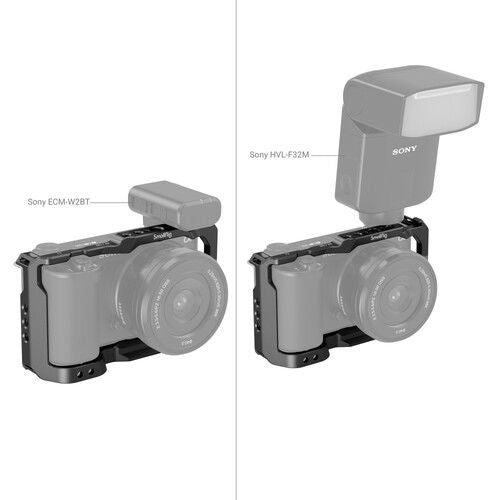 Camera cage with top handle and cold shoe mounts for Sony ZV-E10