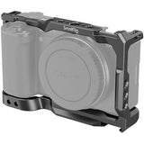 Camera cage rig for Sony ZV-E10, black metal frame with mounting holes