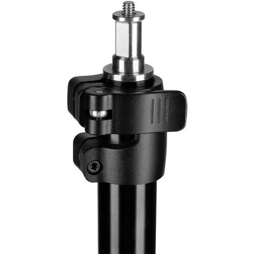 Adjustable light stand head with mounting screw and black quicklock knob
