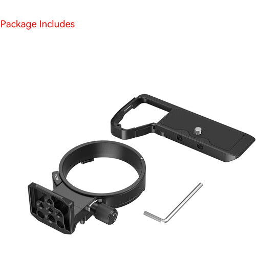 SmallRig rotating camera mount bracket with circular ring, screws, and Allen key