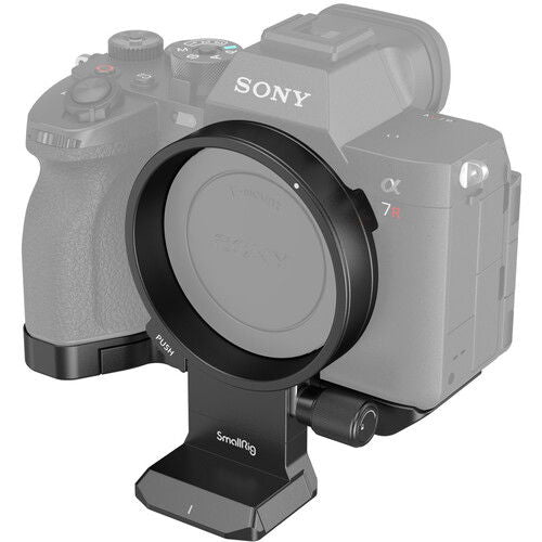 Rotating horizontal-vertical camera mounting plate kit on a Sony mirrorless camera