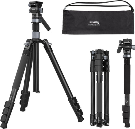 Black 2-in-1 carbon video tripod/monopod with ball head and carry bag