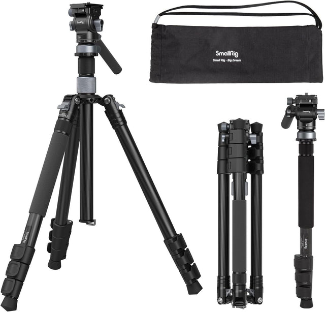 Black 2-in-1 carbon video tripod/monopod with ball head and carry bag