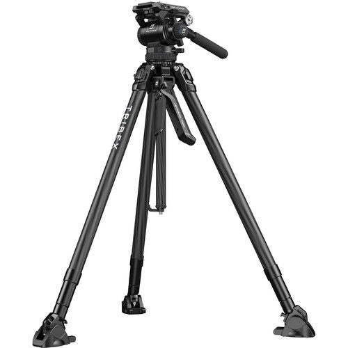 Carbon fiber tripod kit with hydraulic head and three-leg stand