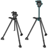 Tripod kit with hydraulic pan-tilt head and three adjustable legs