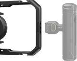 Black and light-gray phone cage with lock switch and side mounting points.