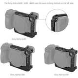 Half cage fitted to different Sony Alpha models, left-side locking mechanism