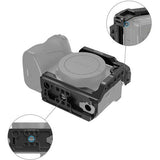 Close view of half cage top plate and side cutouts with accessory mount points