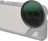 Attachable magnetic CPL filter, 67mm, on camera lens opening