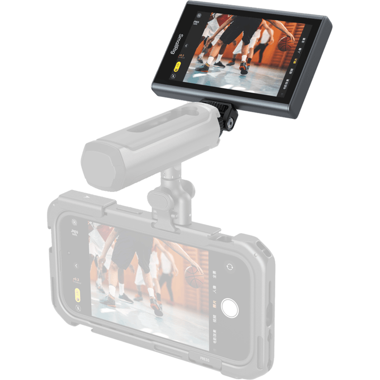 Wireless phone video monitor with mounting bracket, showing live camera view