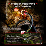 Macro LED light with red-ring control and flexible gooseneck for zero-play positioning